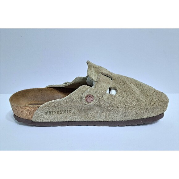 Birkenstock Boston Women's Size 9 Suede Taupe Clog Buckle Leather Slip On - Picture 4 of 10